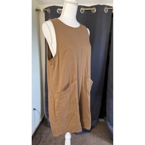 FP Beach Free People Brown Sleeveless Keyhole Back Romper with Pockets Medium